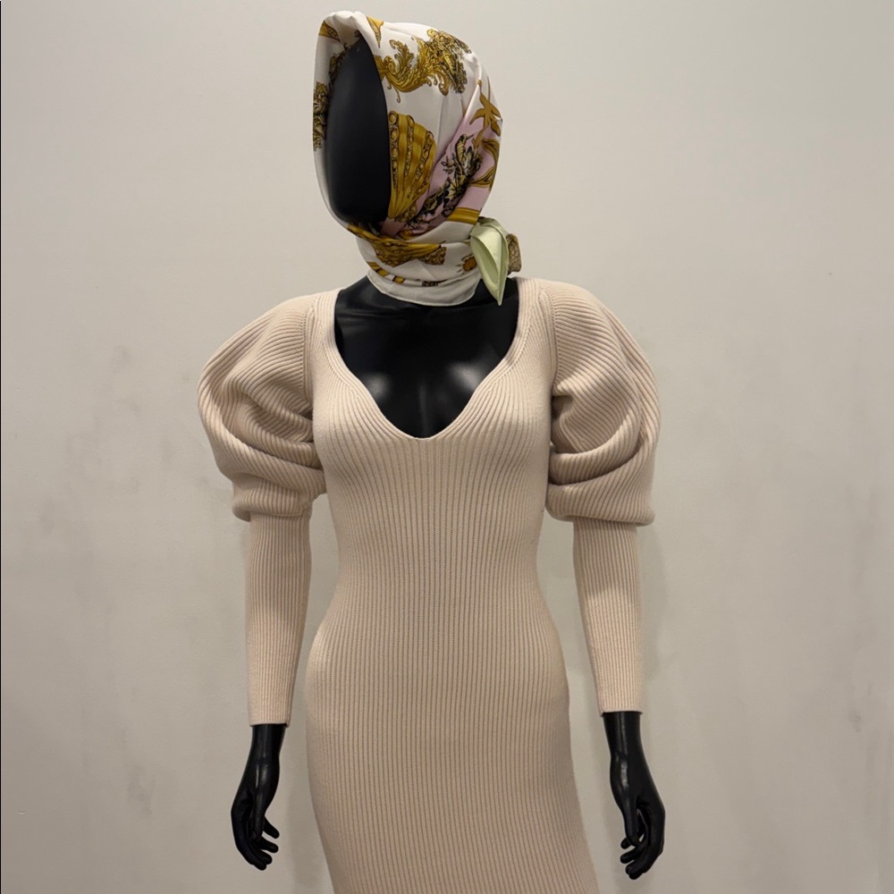 NEW Khaite Carolyn Bessette Style Sculptural Wool Knit Dress XS Bergdorf Goodman - Picture 2 of 16